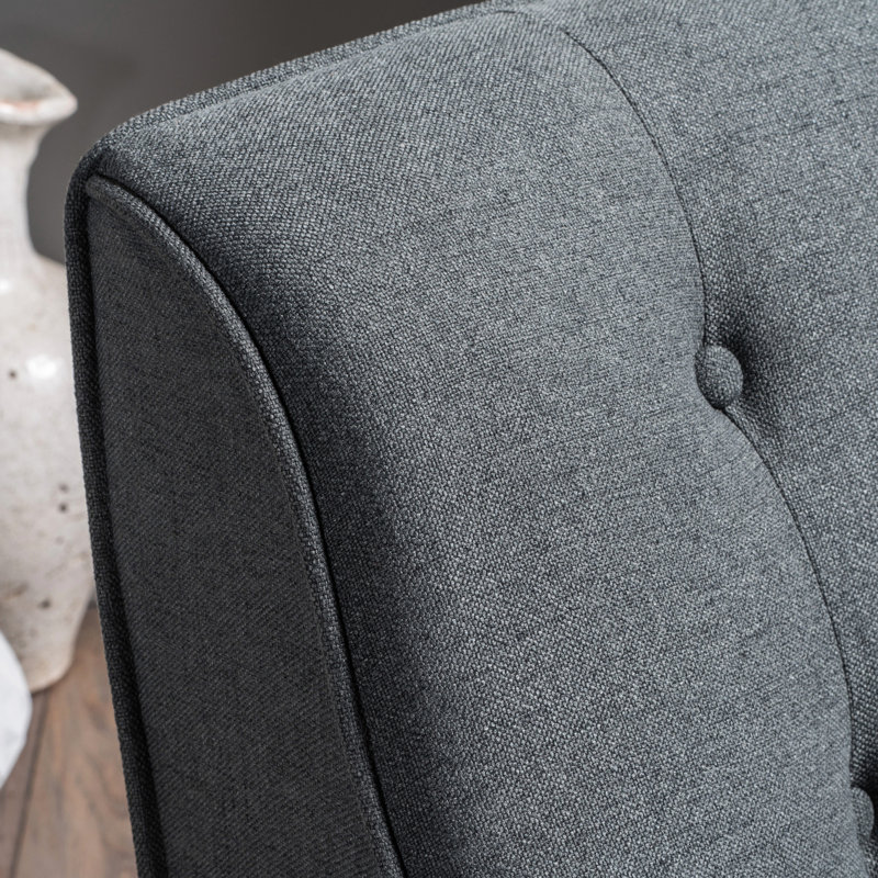 Chaise avec accoudoirs gris anthracite avec coussin, pieds et pieds en bois de style rétro, avec dossier et dossier