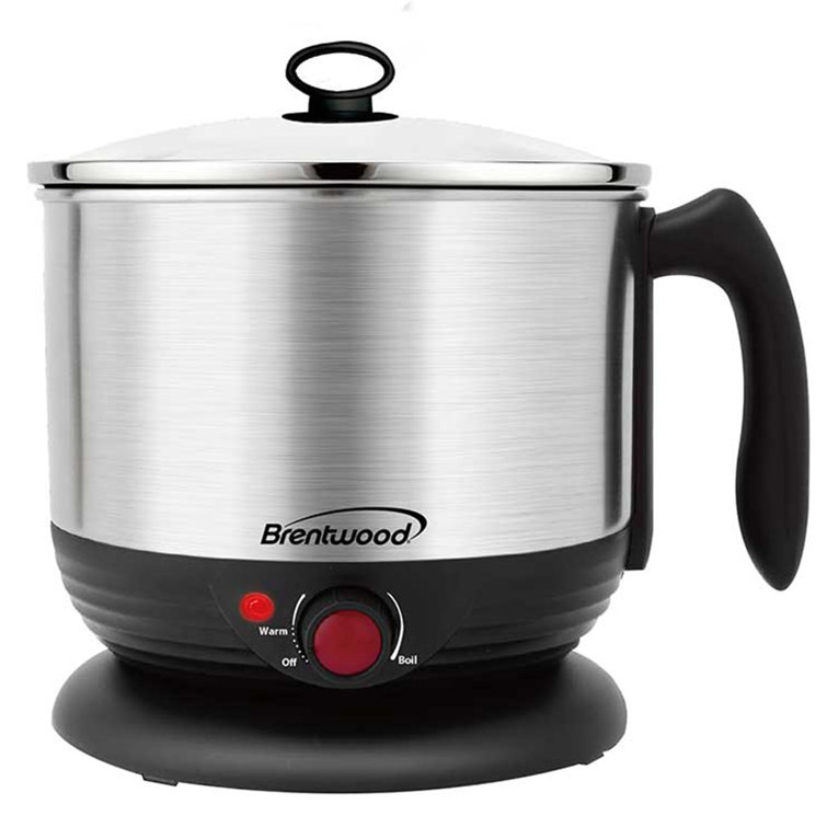 1.9 QT Brentwood Cordless Electric Hot Pot Cooker & Food Steamer