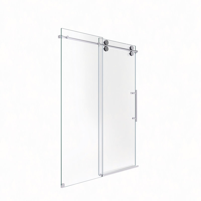 44"-48"W*76" H Frameless Single Sliding Shower Door – 5/16" (8Mm) Clear Tempered Glass, Bypass Design, Chrome