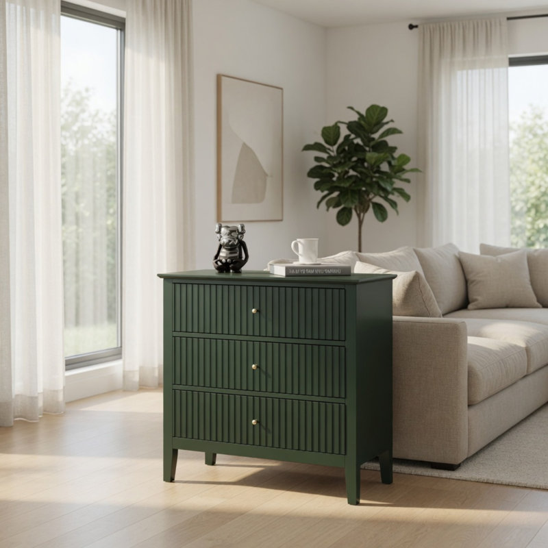 Commodes décoratives avec 3 tiroirs, Vert