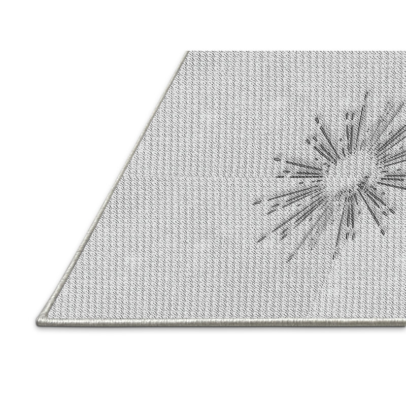 Tapis gris/zone noire à motifs, Rectangle 7 pi x 10 pi