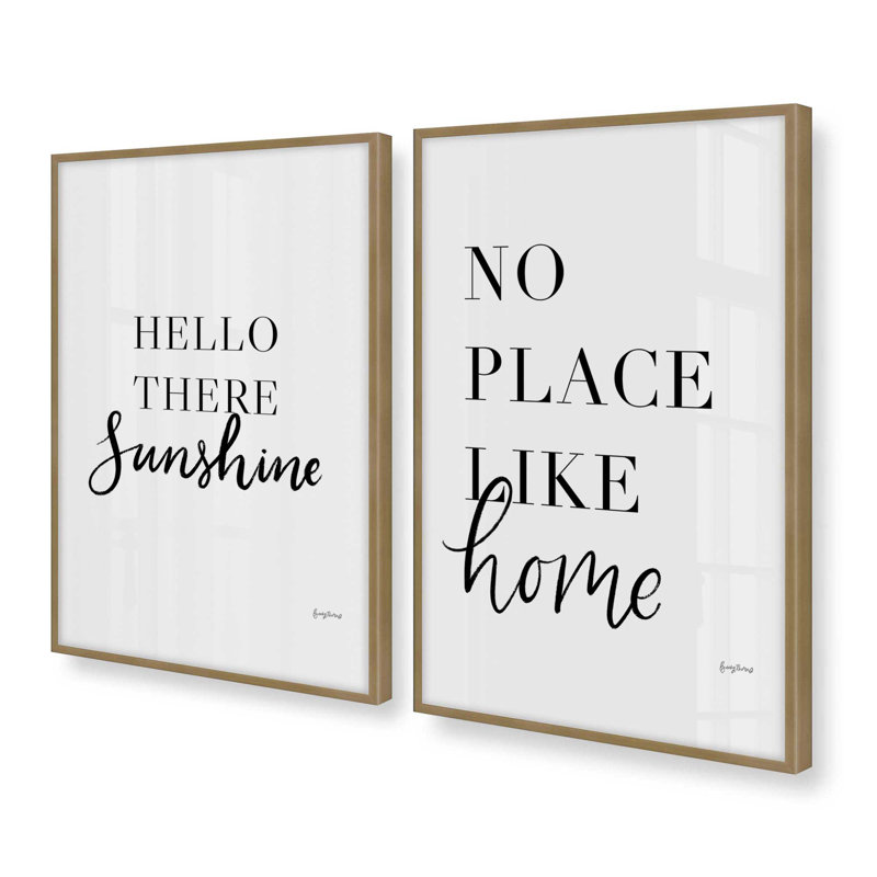 Ensemble de 2 mots simples "2", Cadre doré brossé, H 17,25 po x l 17,25 po