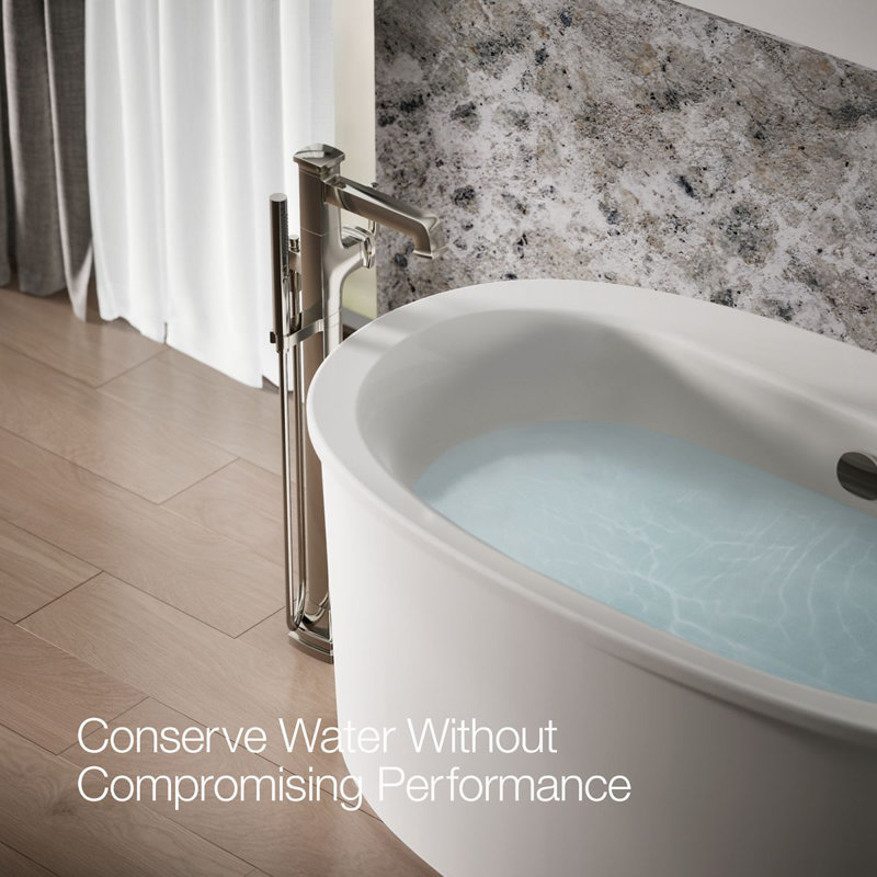 Riff Floor-Mount Bath Filler Trim, Vibrant Polished Nickel