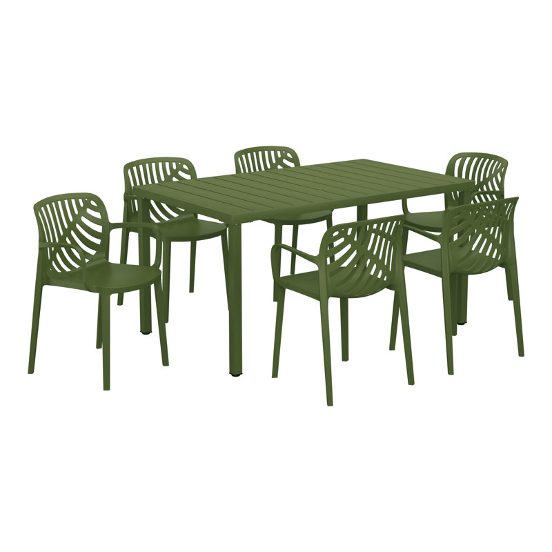 Ensemble de salle à manger rectangulaire pour 6 personnes, Vert