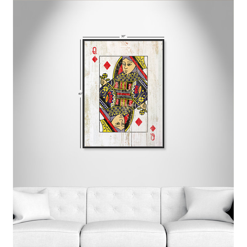 Queen of Diamonds 1 Piece Floater Frame Wall Art on Canvas, 102cm H x 76cm W x 5.1cm D