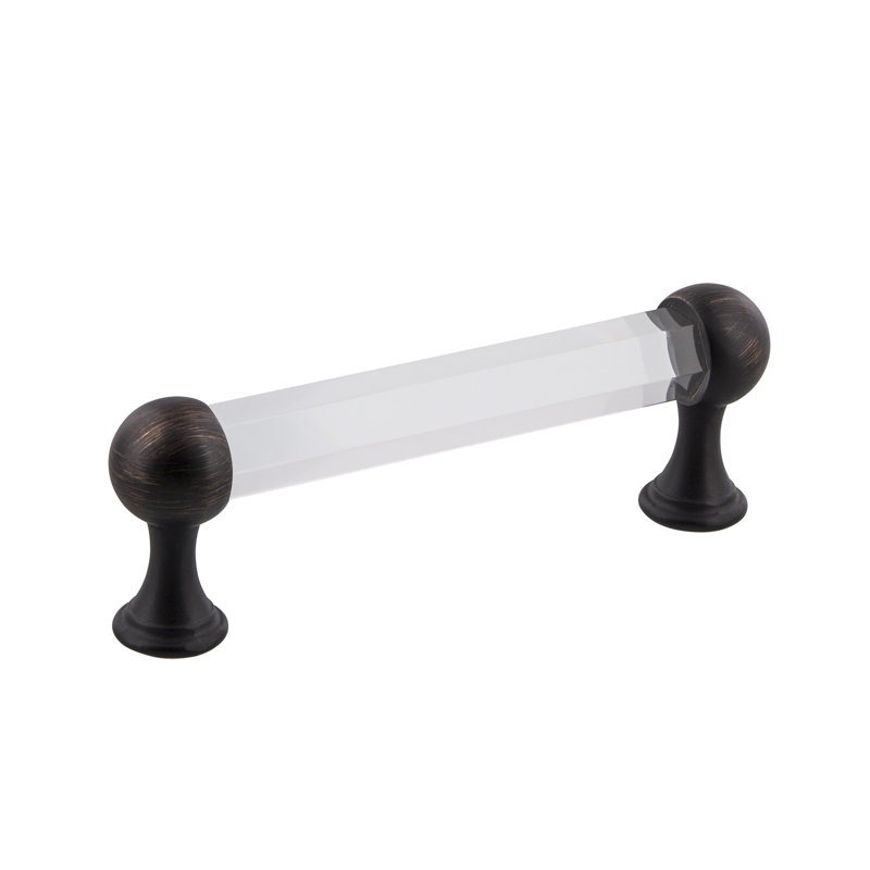 Crystal Center to Center Bar Pull, 3.75", Timeless Bronze