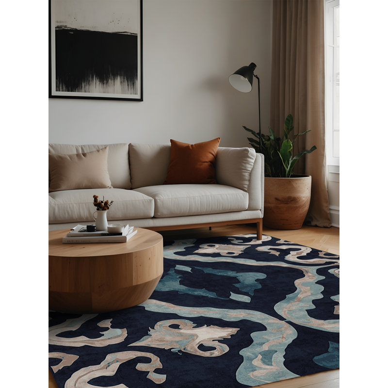 Machine Washable Gray Area Rug, Square 5'
