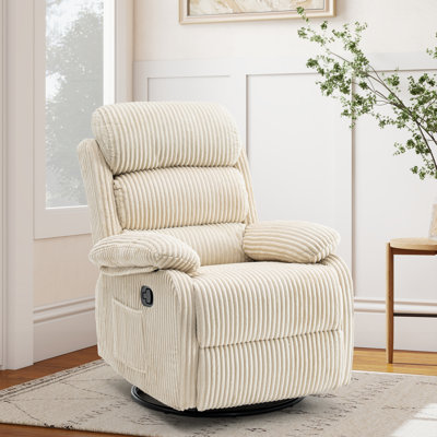 38"w Multi-scene Corduroy Swivel Glider Recliner, Manual Lounge Chair With Footrest, Multiple Color Options