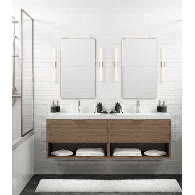 Modo 60" W Wall Mounted Double Bathroom Vanity