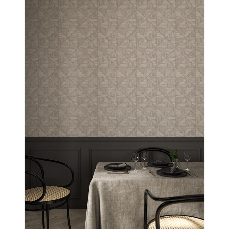 Parquet Small - Wallpaper by Norman Wyatt Home, Driftwood, Faux Grasscloth, Non-Pasted