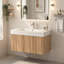 Meuble-lavabo mural de 30 po, vasque murale en contreplaqué, couleur acacia, armoire minimaliste pour petites salles de bain