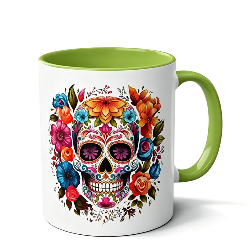 1pc Floral Skull Ceramic Coffee Mug Unique Gift for Friends, Family, and Colleagues - Ideal for Birthdays.
