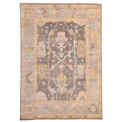 Tapis moderne gris anthracite Oushak 9 pi 9 po x 13 pi 10 po