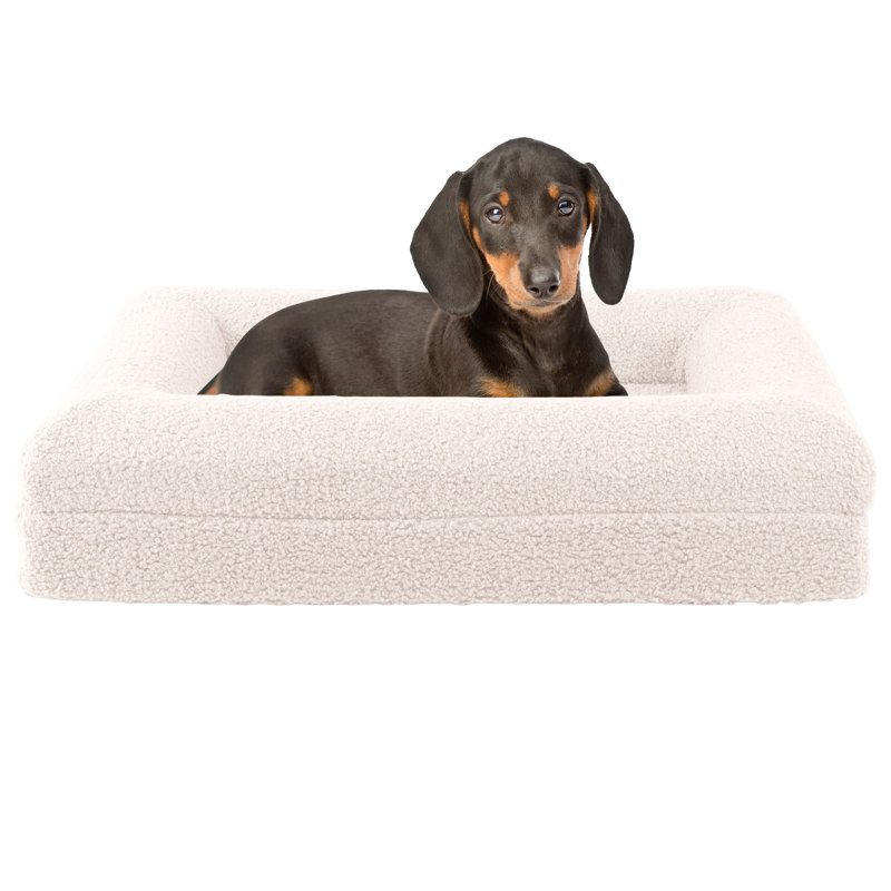 Lit pour chien PETMAker 26 po avec housse lavable à la machine - Lit pour animal en mousse à mémoire de forme avec traversin, crème