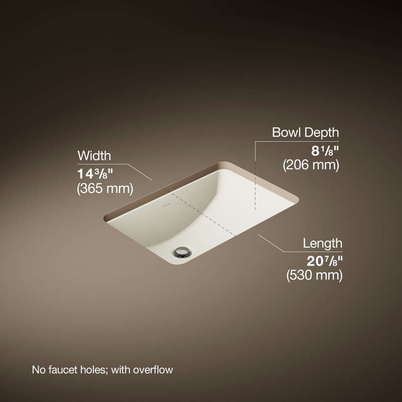 Ladena Vitreous China Rectangular Undermount Bathroom Sink, Biscuit