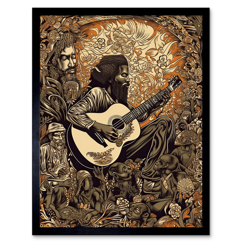 Man Playing Songs Of His Ancestors On The Guitar - Single Picture Frame Print