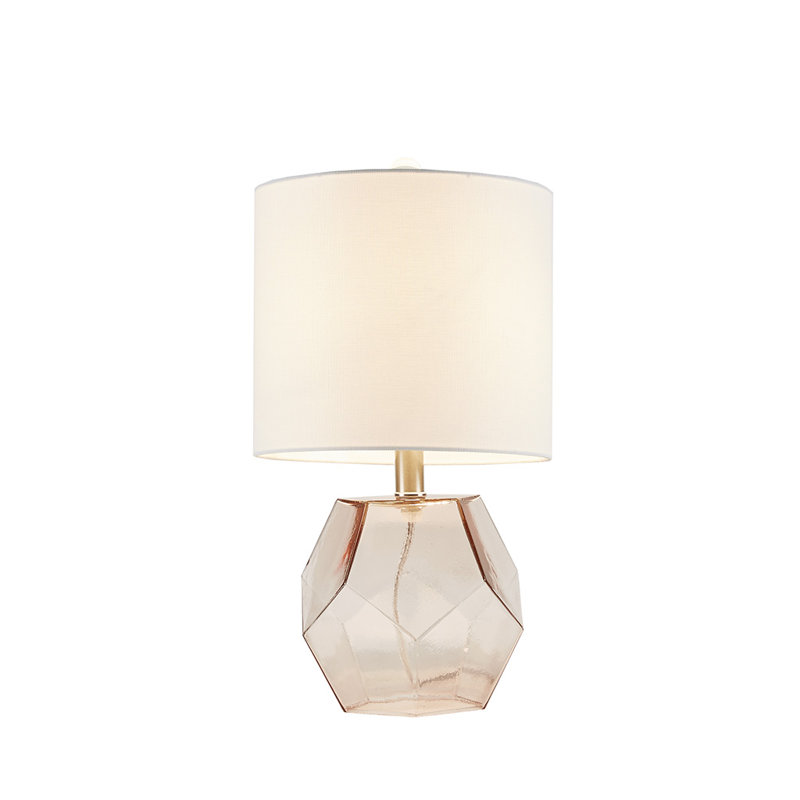 Estes Elegant Pink Geometric Glass Table Lamp with White Shade