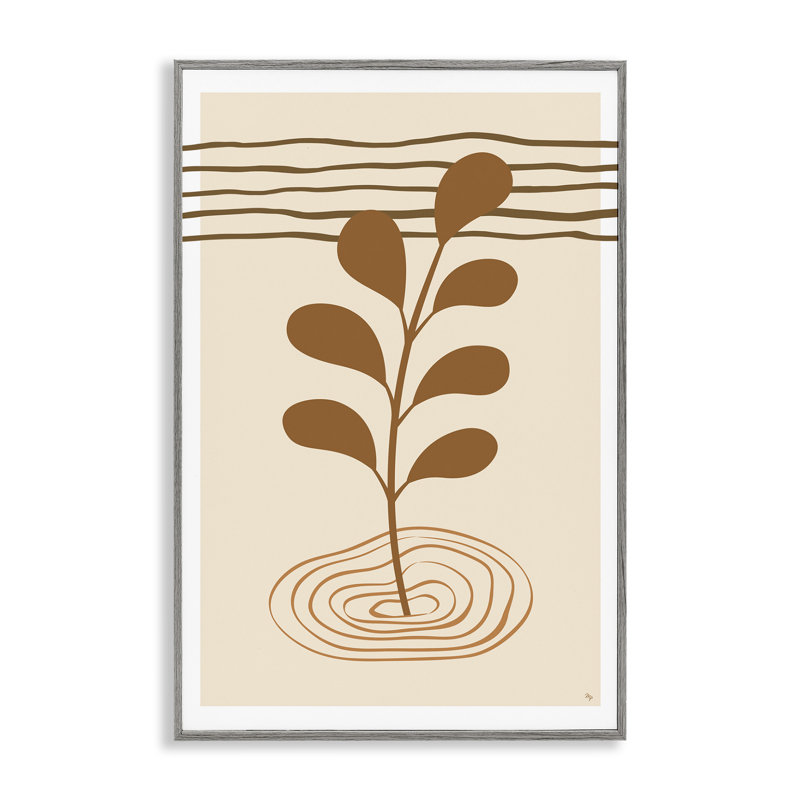«Boho Leaf Sprig», art de la giclée encadrée par Martina Pavlova, Estampe numérique Farmhouse, H 24 po x l 16 po