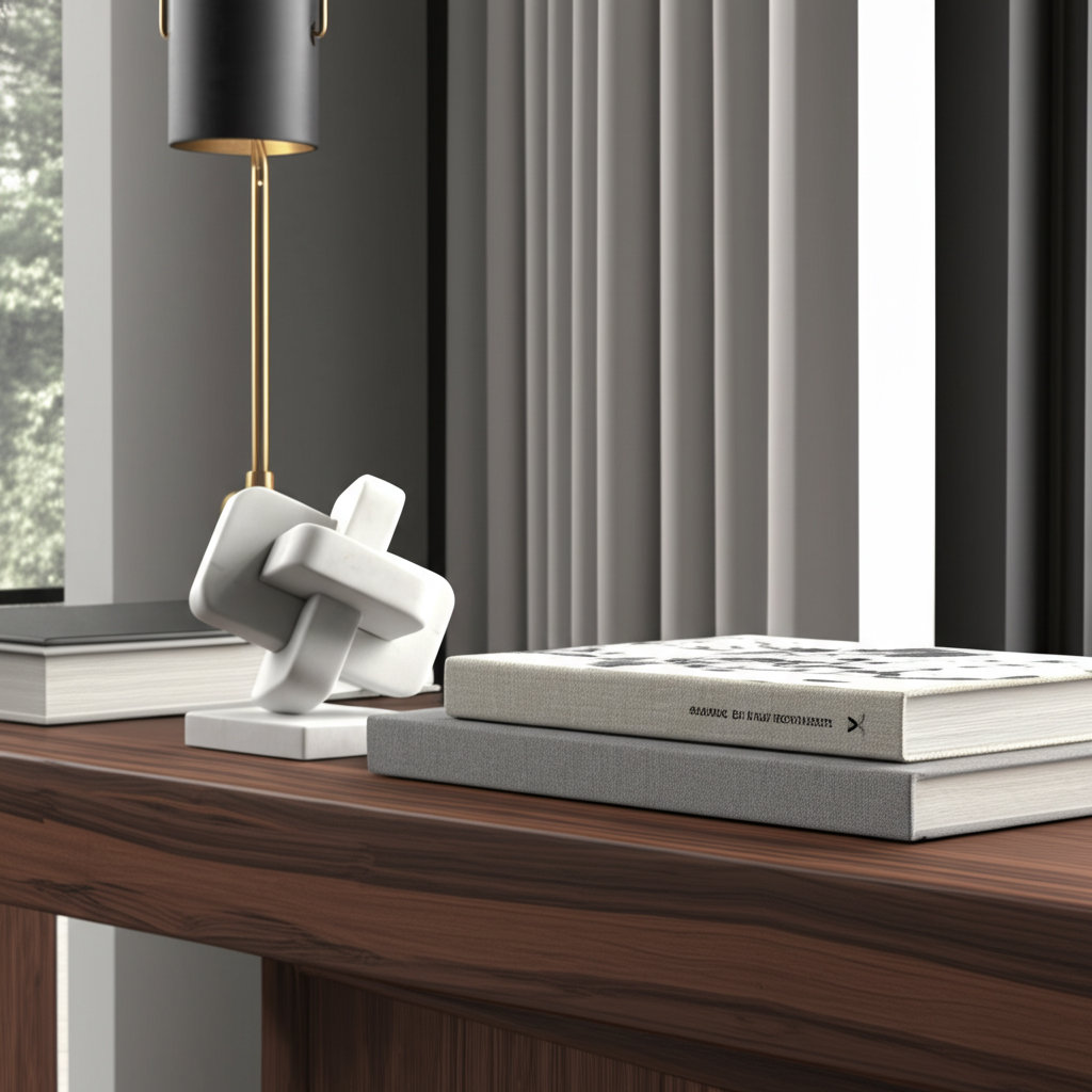 Genuine Marble Interlocking Sculpture, White
