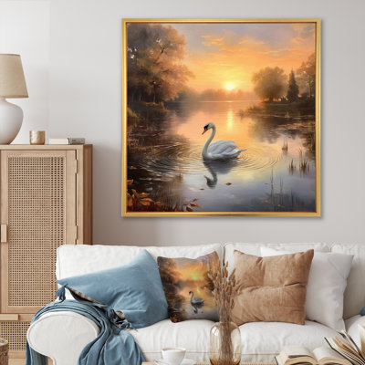 Cygne blanc, coucher de soleil romantique I