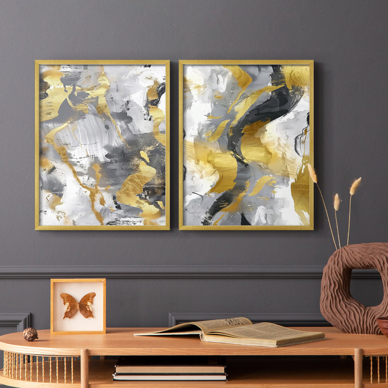 ABSTRACT Series cmxxxiv - reproduction encadrée de qualité supérieure - prête à être accrochée - aucun clou requis - aucun clou requis