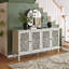 Buffet antique 60 "avec sculptures florales avec pieds en bois massif et poignées en laiton antique et tablettes réglables, meuble télé pour téléviseur de 65 po et plus, buffet pour le salon, la salle à manger-1946318365