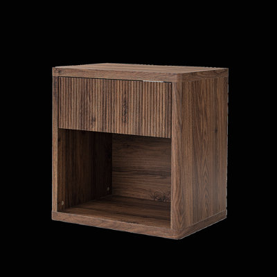 Nightstand with Drawer Storage Fluted Bed Side Table End Table Large Modern Wide Bedside Stand Mid Century Night Stands