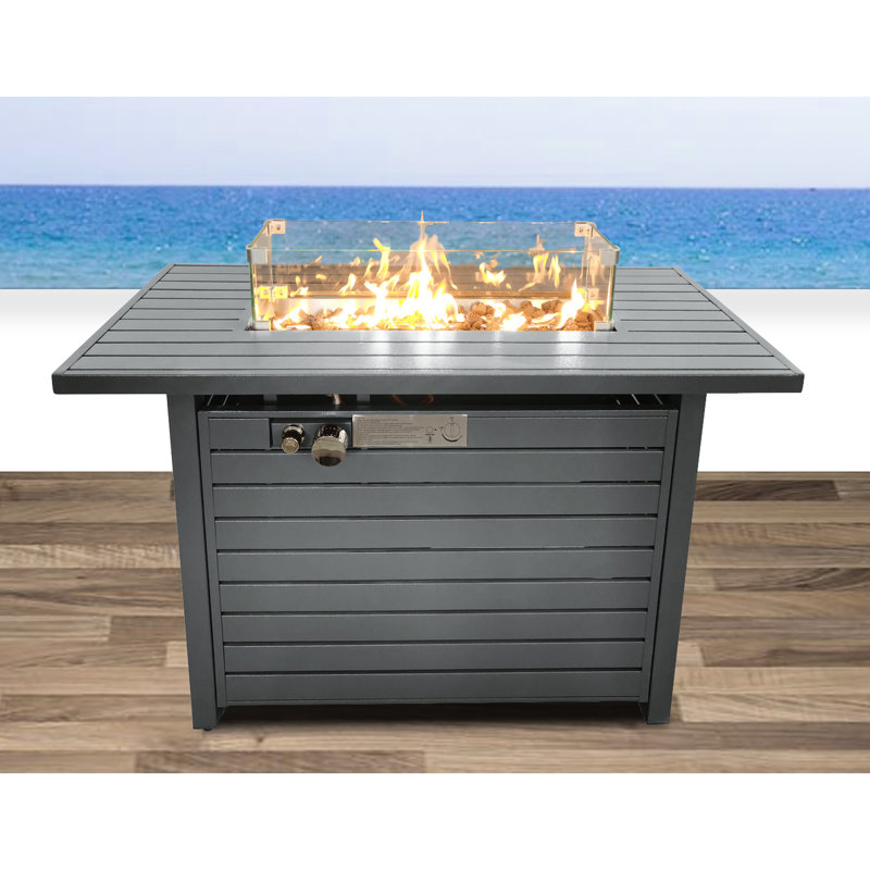 Table de foyer d'extérieur de 42 po de L - chaleur, poids de 51,77 lb, avec couvercle de propane 45 x 24 11 po, utilisation