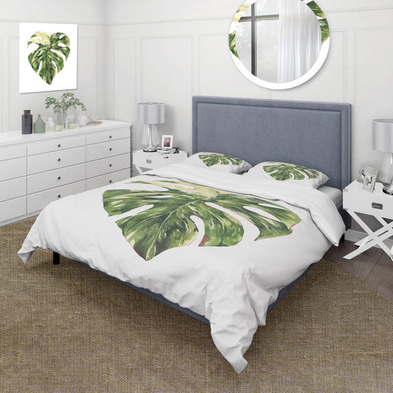 Ensemble de housse de couette Tropical Green Leaves In Summer Times III - Microfibre de polyester