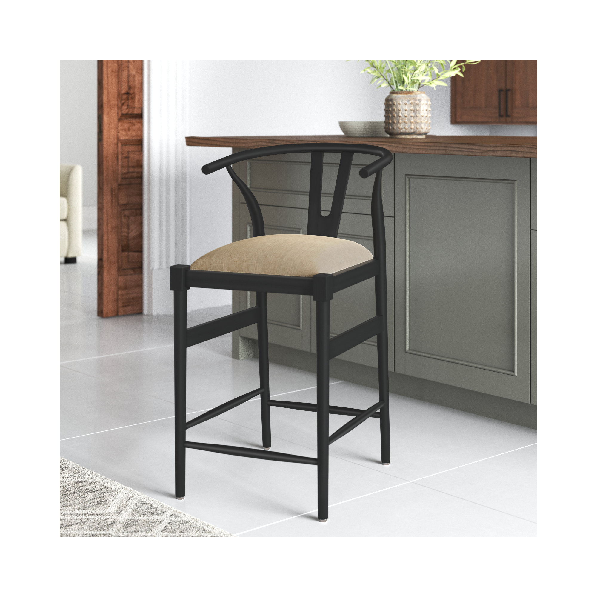 Parina Counter & Bar Stool, Counter Stool (26.25” Seat Height), Black/Gray