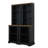 2-Piece Tall Freestanding Cabinet Set With Walnut Top, Open Storage Bookshelf With Curved Design, Anti-Tip Device-1601283340