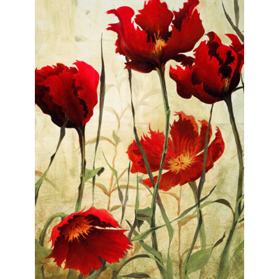 Champ de fleurs rouges - reproduction sur toile tendue