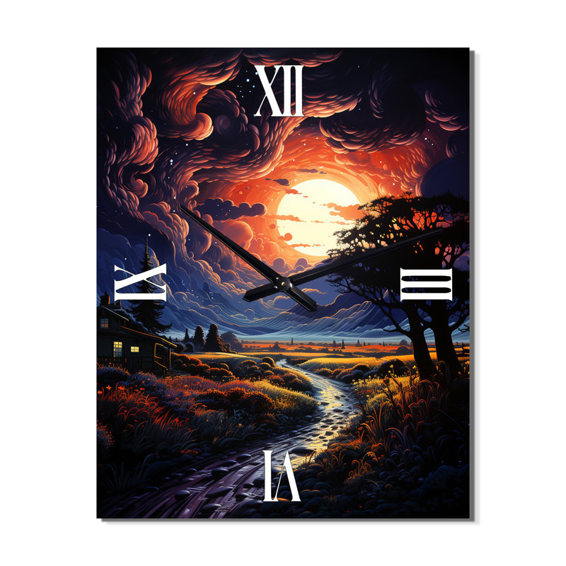 Horloge murale Dramatic Lightning Nights IV - Landscape & Nature, Médium