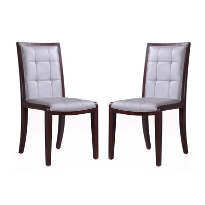 Executor Traditional Vegan Leather Upholstered Beech Wood Dining Side Chair in Silver