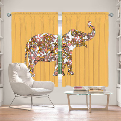 Ensemble de 2 panneaux de rideaux pour fenêtre Espenson par Susie Kunzelmanelman Elephant II