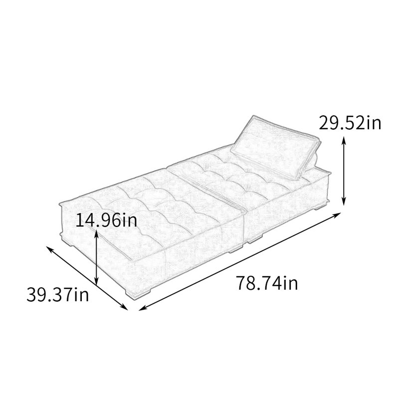 Chaise longue en coton et lin avec appui-tête amovible, Gris clair