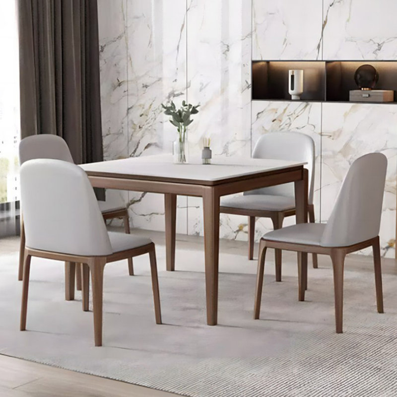 Table de salle à manger en bois massif blanc et brun caramel, H 29,53 po x L 31,5 po x l 31,5 po