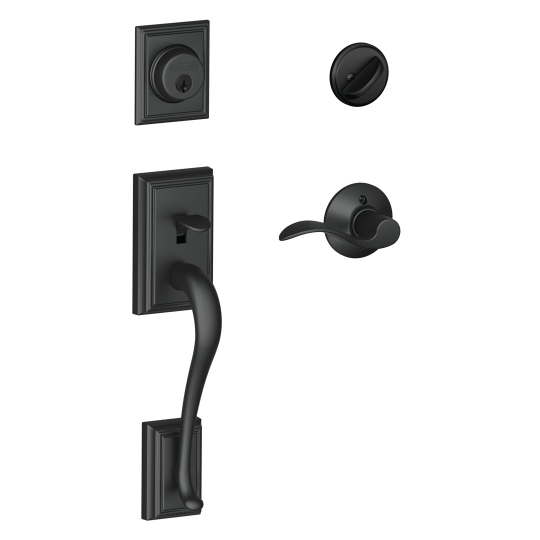 Addison Handleset with Single Cylinder Deadbolt and Accent Door Lever and Rosette Schlage Lever 