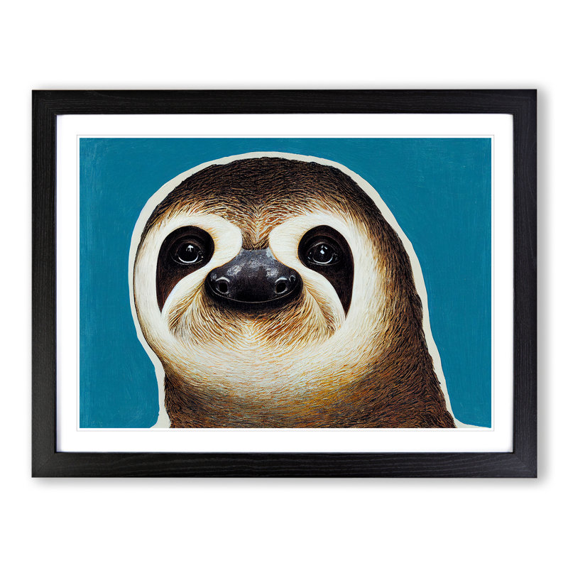 Sloth Portrait Vol.4 - Framed Print, Black, 46cm H x 64cm W x 2cm D