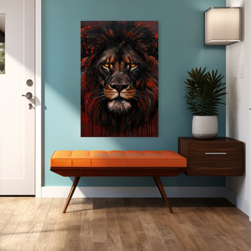 Reproduction d'art mural Wildfire Lion, H 48 po x l 32 po