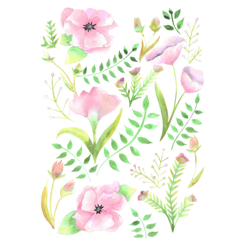 Aquarelle botanique, H 18 po x l 12 po