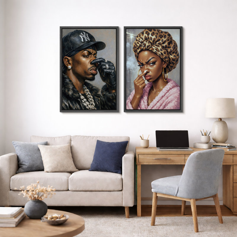 Hip Hop Portrait Attitude, H 24 po x l 32 po x P 1,5 po, Cadre noir