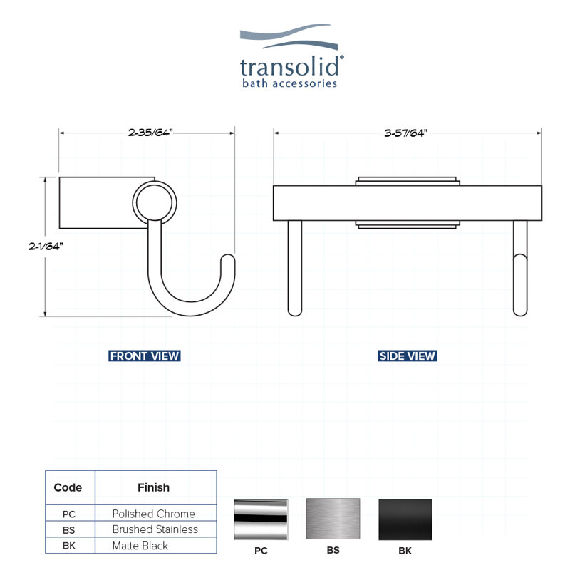 Maddox Stainless Steel Double Wall Mounted Robe Hook, Black