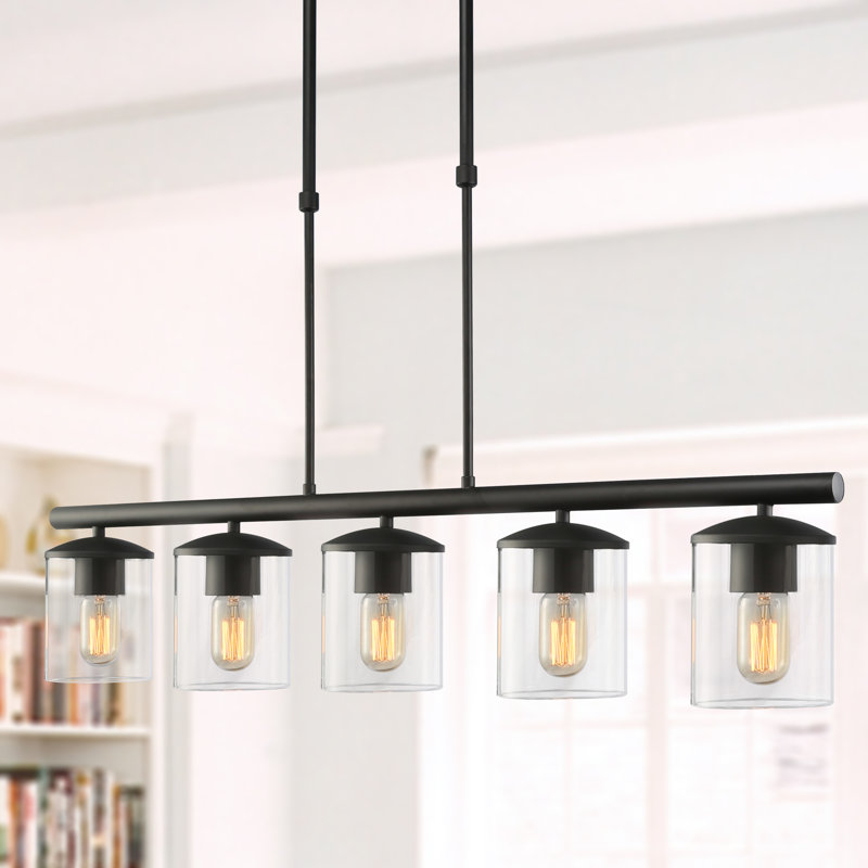 Lamtania 5 - Light 37'' W Black Modern Kitchen Island Linear Pendant UL Certified