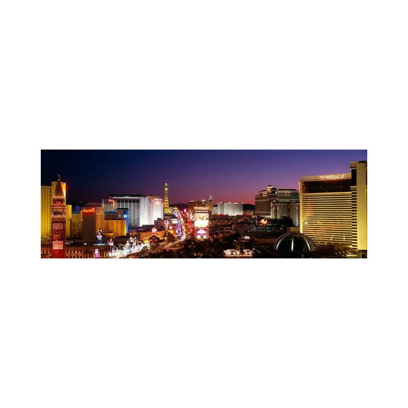 Buildings Lit Up At Night, Las Vegas, Nevada, USA #2 - Wrapped Canvas Panoramic Print, 30.48 cm H x 91.44 cm W x 1.91 cm D