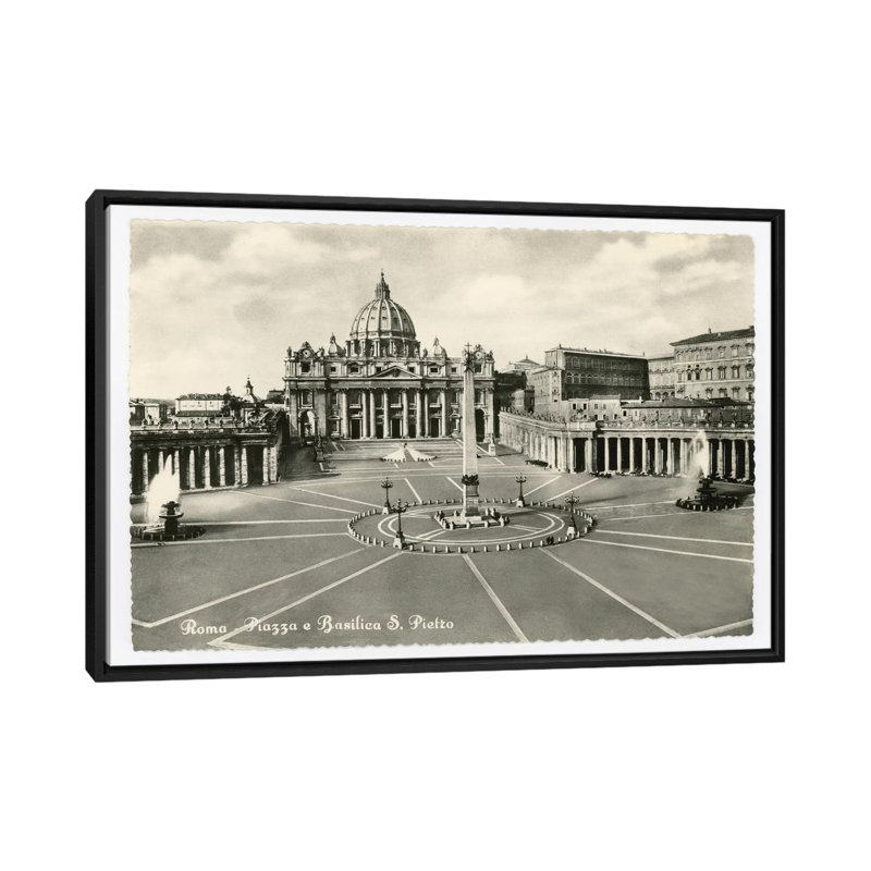« st. pierre basilica », impression sur toile, H 18 po x l 26 po x P 1,5 po, Toile avec cadre noir, Pas de tapis