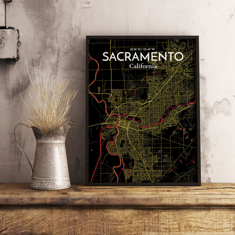 Sacramento City Map - No Frame Print, 70cm H x 50cm W x 0.13cm D