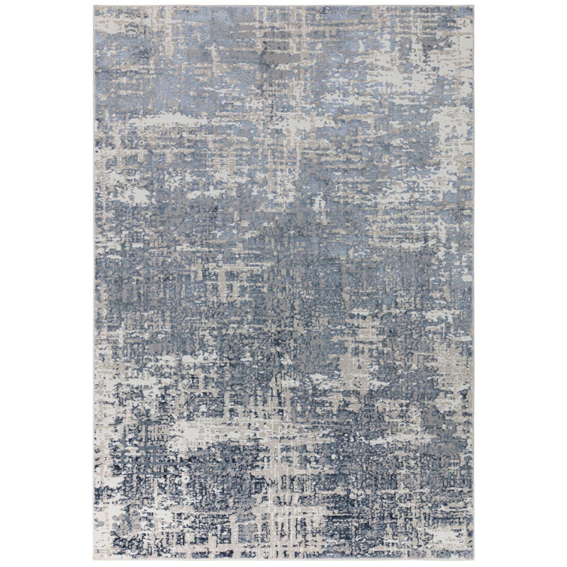 Annu Abstract Blue Area Rug, Rectangle 200 x 290 cm