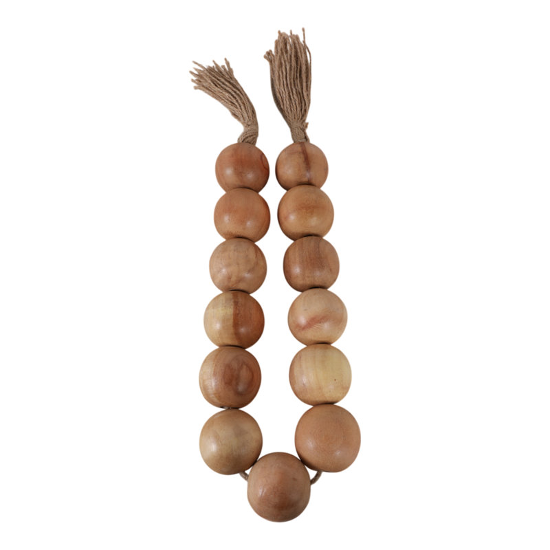 Bois de manguier et perles décoratives en jute, White