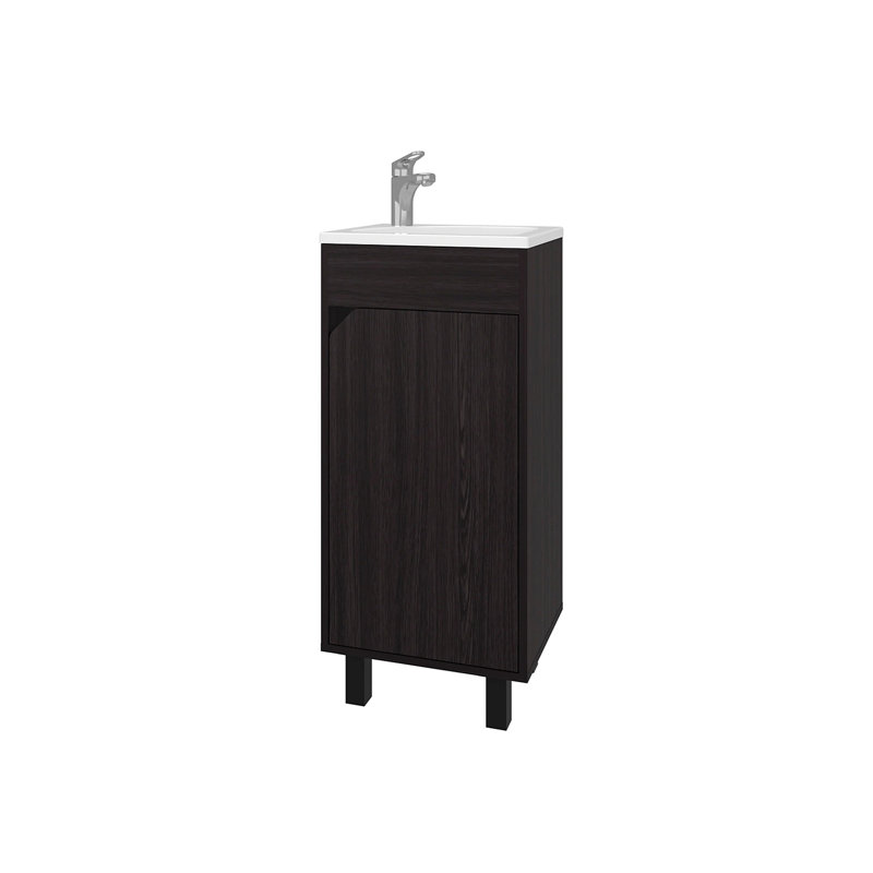 Meuble-lavabo avec lavabo et robinet intégrés, Marron foncé
